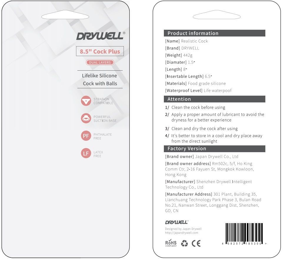 Ergonomic design, Dual layers silicone cock, Real touch feel... Drywell - Realistic Cock Plus 20cm - Flesh photo-20