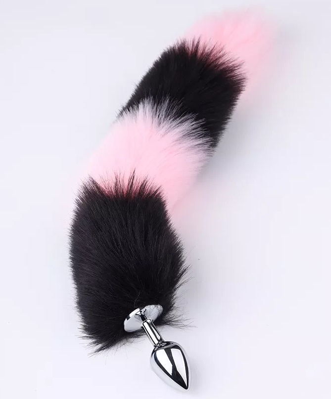 Soft fur and aluminum alloy are the perfect combination for ... MT - Tail Plug w Cat Ears - Pink/Black photo-2