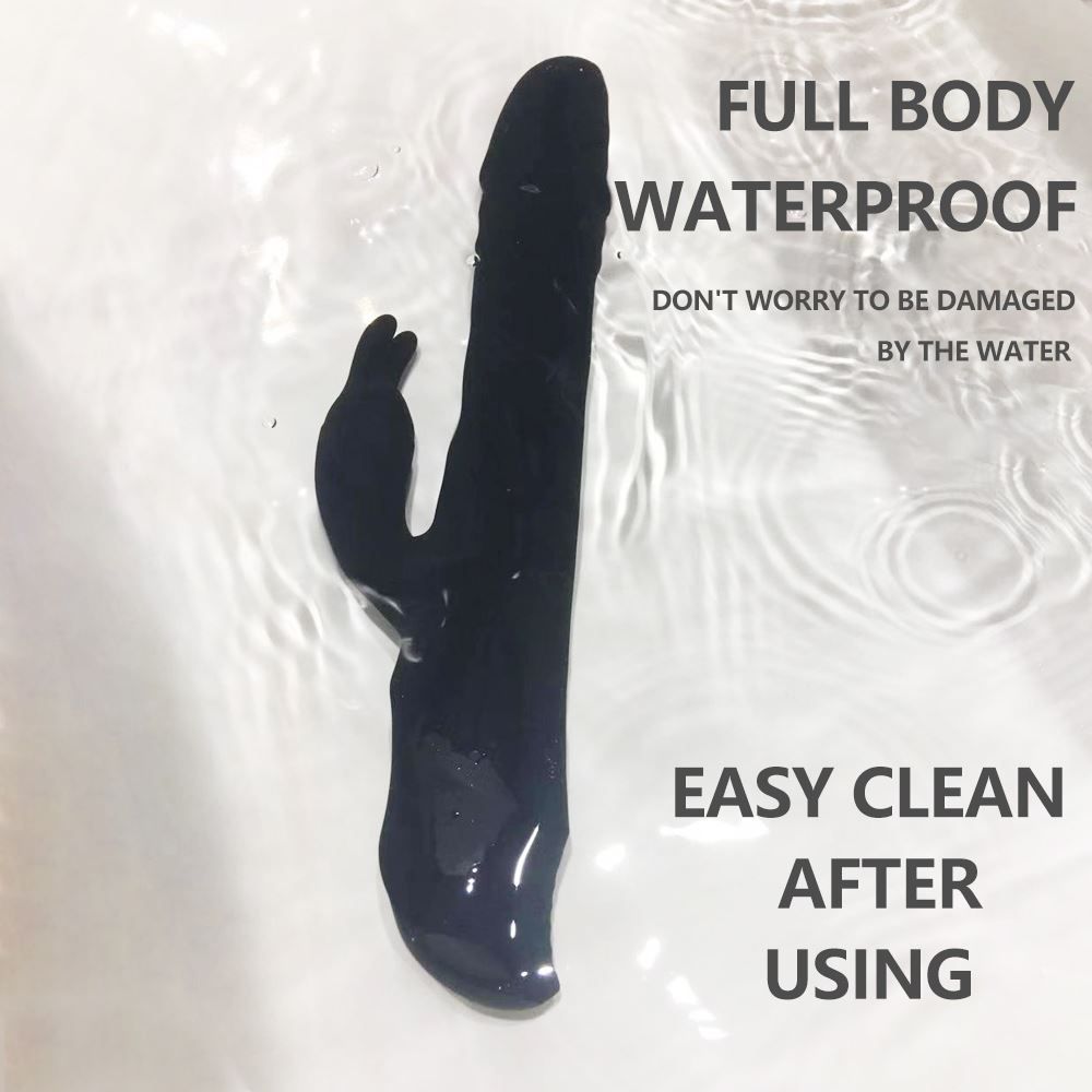 This dual-action rabbit vibe rotates and thrusts on your G-s... Drywell - Rotating & Thrusting Rabbit Vibrator - Black photo-3