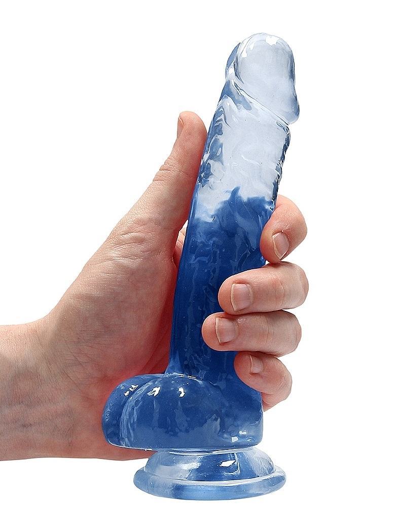This REALROCK CRYSTAL CLEAR model has been designed with rea... RealRock - 7" Realistic Dildo w Balls - Blue photo-5