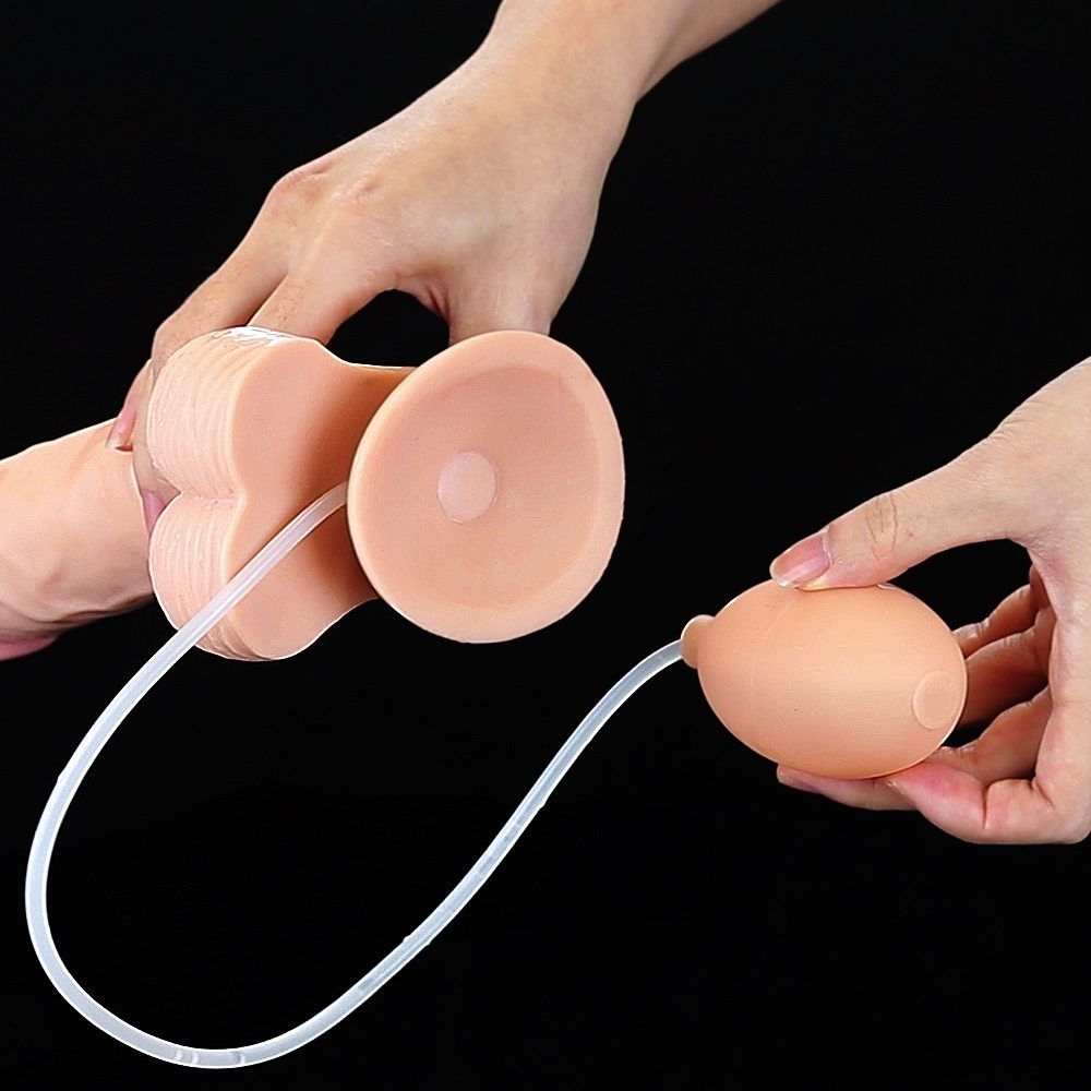 Enjoy lots of horny, squirting fun with this soft, realistic... Lovetoy - Soft Ejaculation Cock With Ball 9" - Flesh photo-6