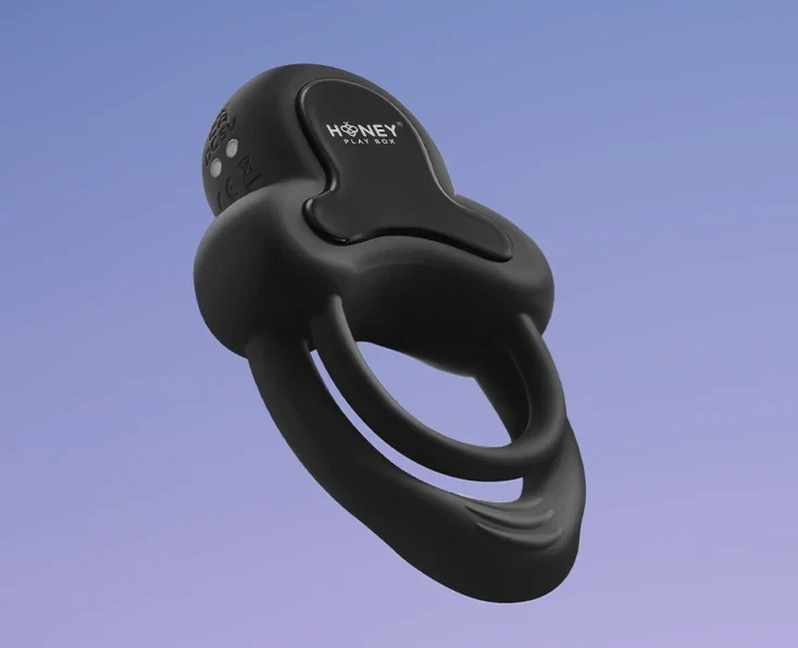 Built with dual rings for incredible performance, ANELLO add... Honey Play Box - Anello Vibro App Ring w Clit Stimulator - Black photo-3