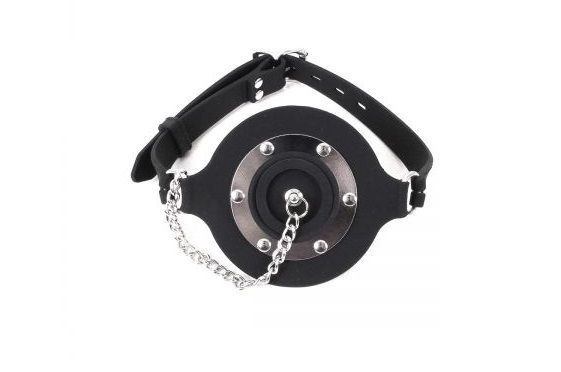 The unique mouth gag works like a ring gag, pushing into the... Kiotos - Open Mouth Gag - Black photo-8