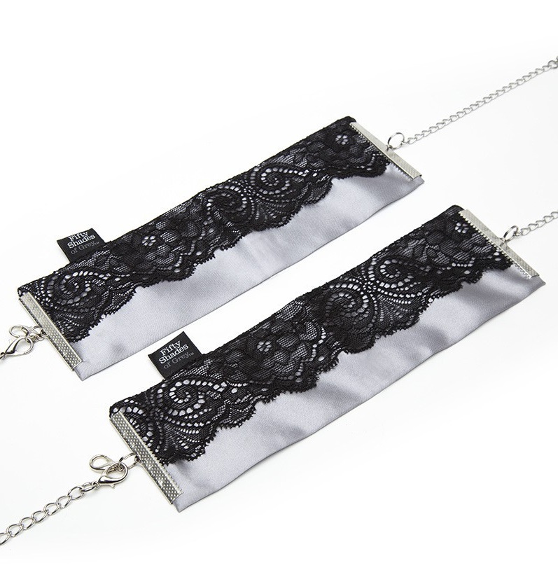 Satin and lace wrist cuffs for glamorous, Ana and Christian ... Fifty Shades of Grey - Satin & Lace Wrist Cuffs - Black photo-2