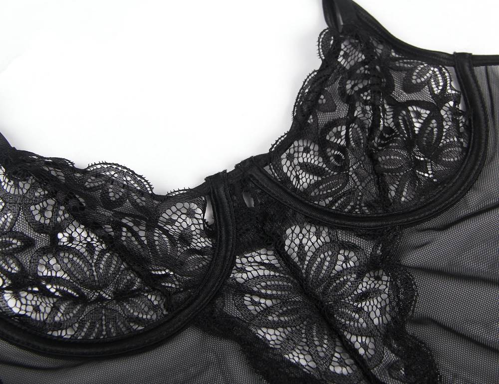 Sexy Black Soft Eyelash Lace Sheer Babydoll Set with Underwi... Ohyeah - Soft Sheer Babydoll - Black - M photo-7