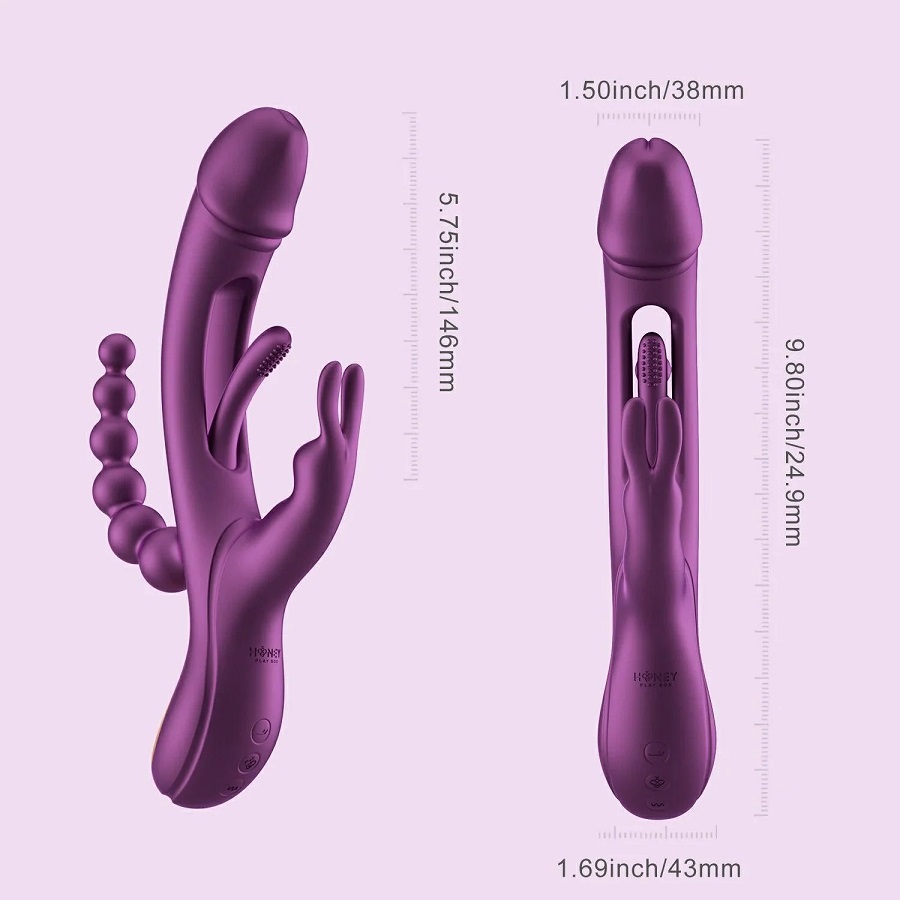 Looking for a vibe to sweep you off your feet? This app-cont... Honey Play Box - Trilux App Rabbit Vibrator w Beads - Blue photo-7
