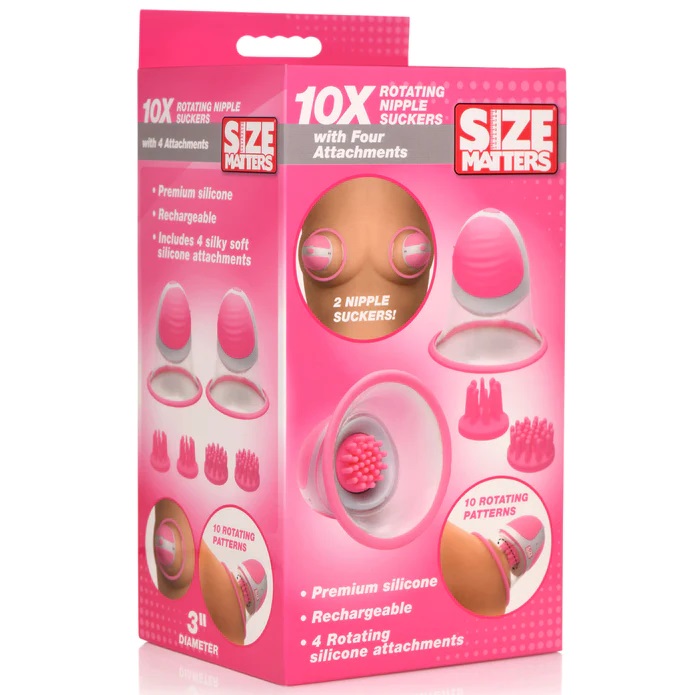 For those who want to expand the potential for arousal from ... Size Matters - 10X Rotating Nipple Suckers - Pink photo-11