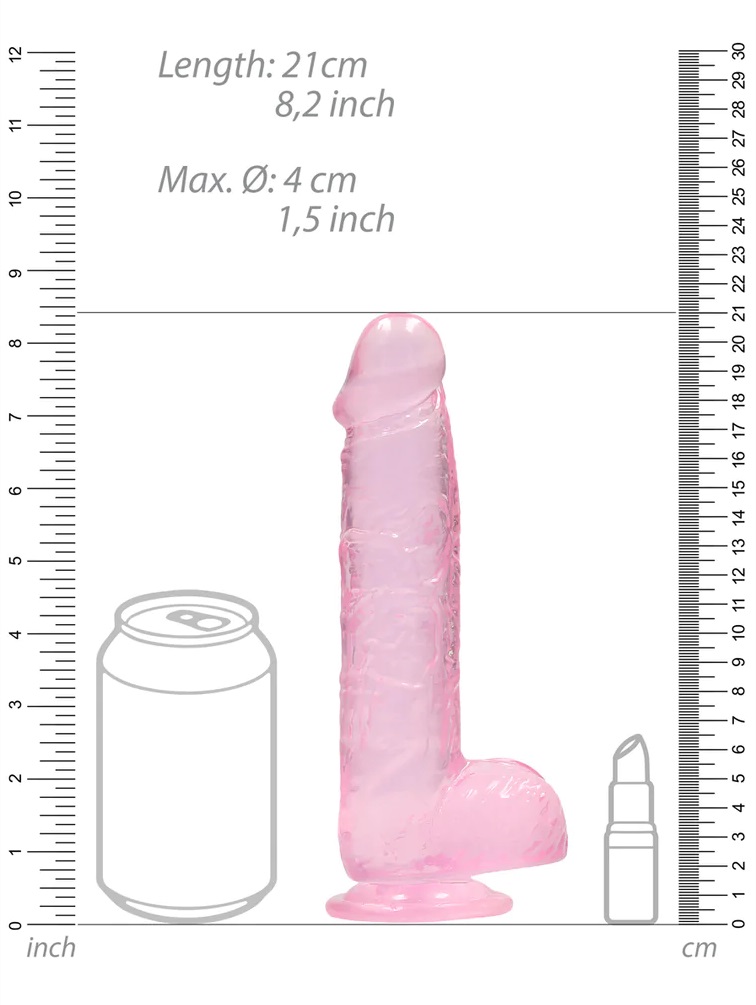 This REALROCK CRYSTAL CLEAR model has been designed with rea... RealRock - 8" Realistic Dildo w Balls - Pink photo-7