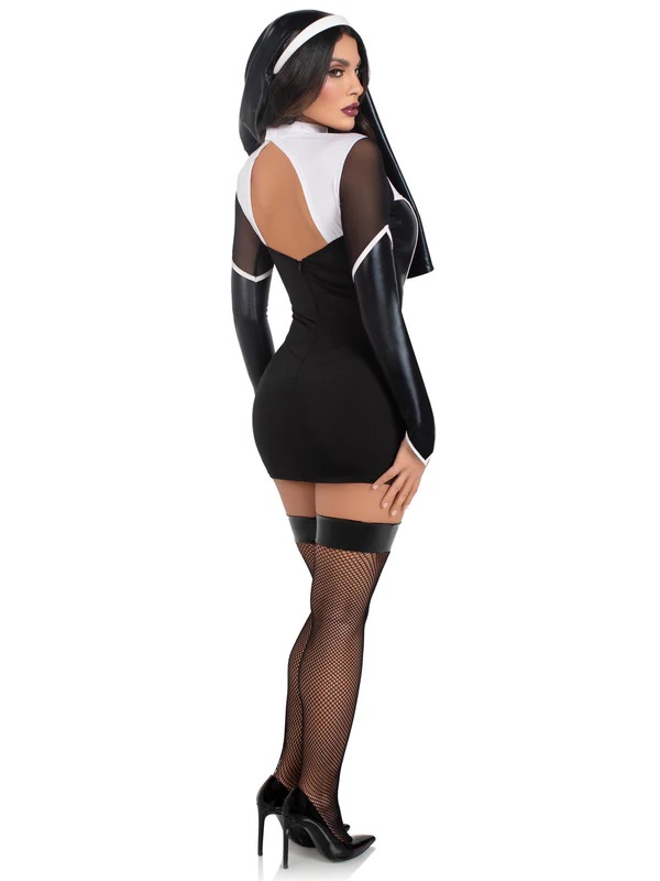 Be the answer to their prayers in the sultry 2 PC Holy Hotti... Leg Avenue - Holy Hottie Nun Costume - Black - L photo-6