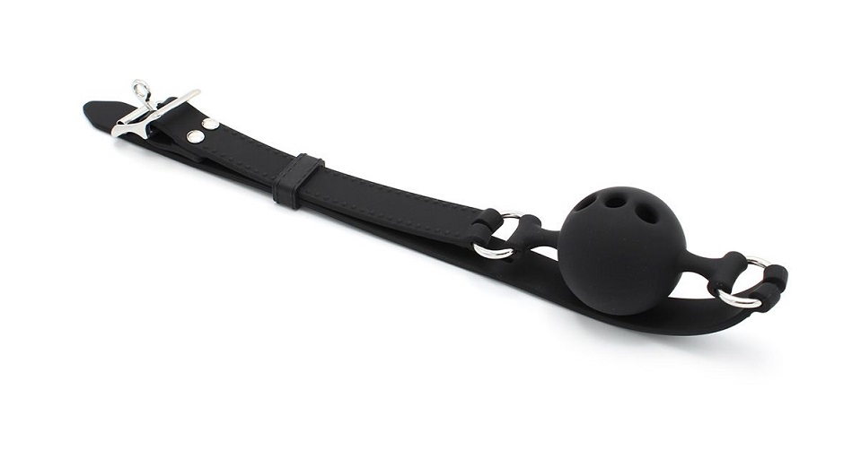 This flexible silky smooth silicone mouth Ball Gag is very f... Kiotos - Breathable Ball Gag - Black photo-5