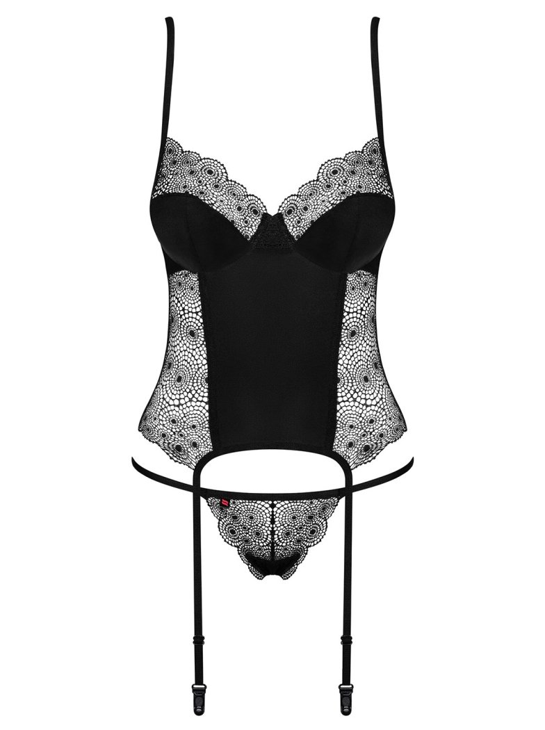 Sharlotte is an extremely feminine, eye-catching corset. We ... Obsessive - Sharlotte Corset & Thong - Black - L/XL photo-7