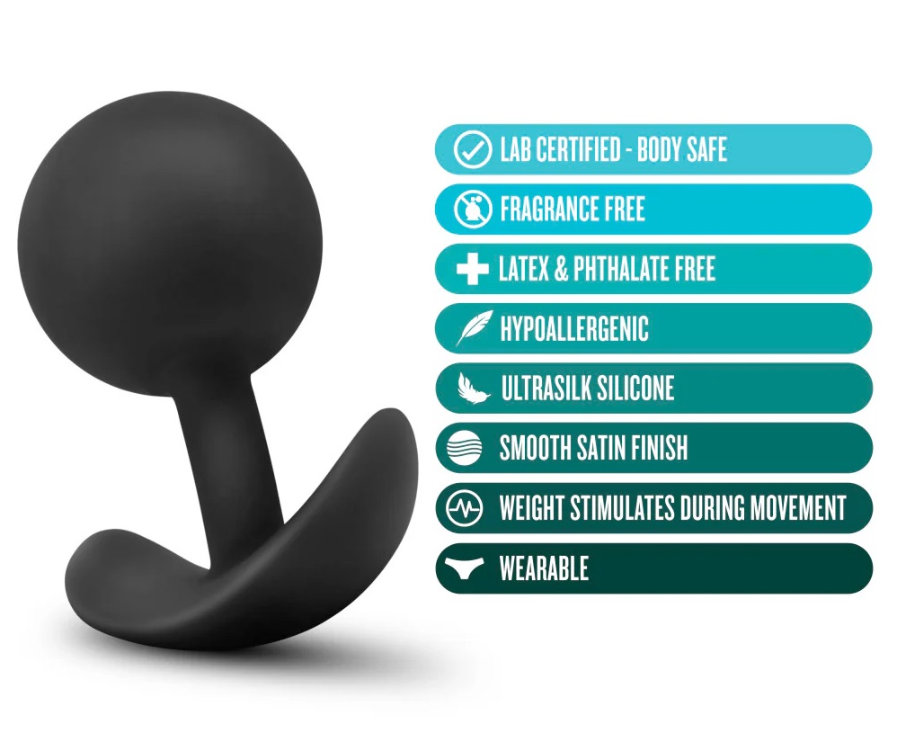 The Vibra Plug's inner weight rolls with your movement t... Anal Adventures - Platinum Vibra Plug - Black photo-2