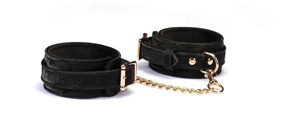 Enjoy full body domination with these beautiful Vegan Leathe... Liebe Seele - Boudoir Amor Ancle Cuffs - Black photo-3