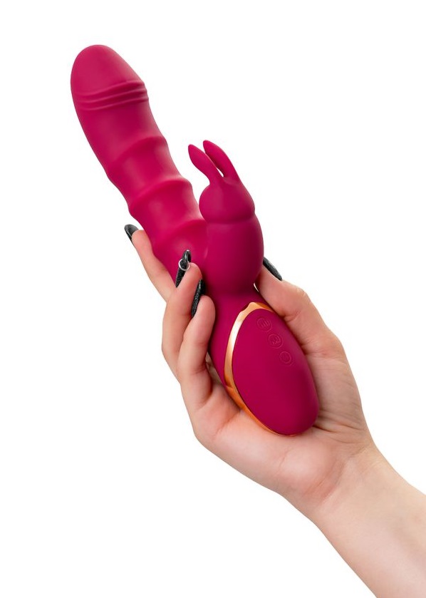 A classic-shaped vibrator JOS TENTY for double stimulation o... JOS - Tenty Rabbit Vibrator - Burgundy photo-8