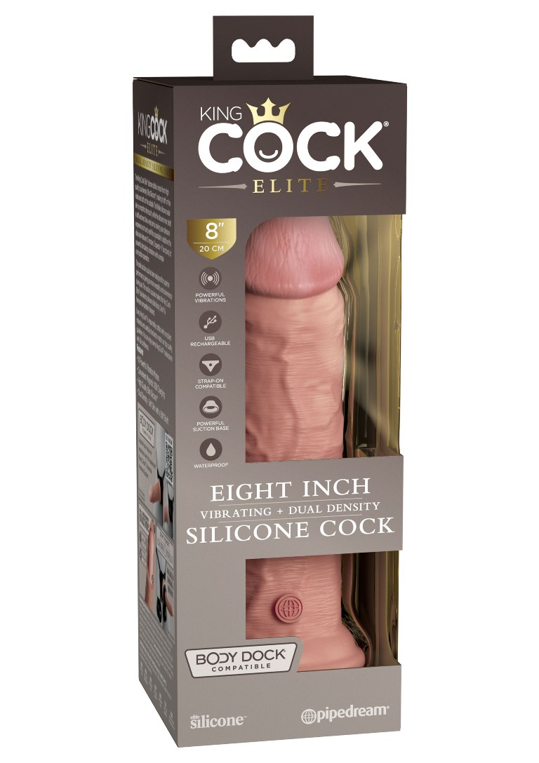The King Cock Elite silicone dildo is made from high-quality... King Cock - 8" Elite Vibro Cock - Flesh photo-9