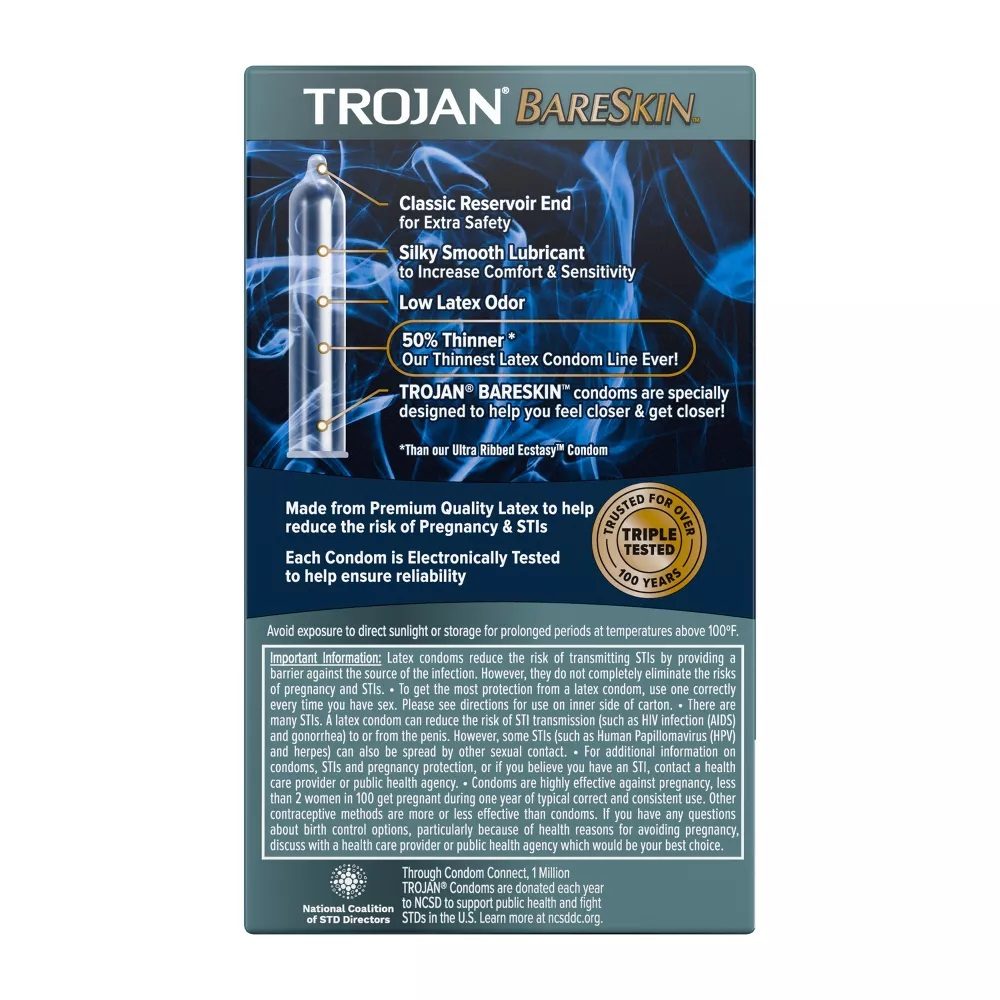 Trojan Bareskin Condoms are the thinnest latex condoms Troja... Trojan - Bare Skin 10's Pack photo-5