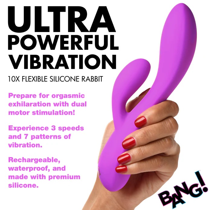 Give yourself more than just surface level pleasure. Indulge... Bang! - 10X Flexible Rabbit Vibrator - Purple photo-3
