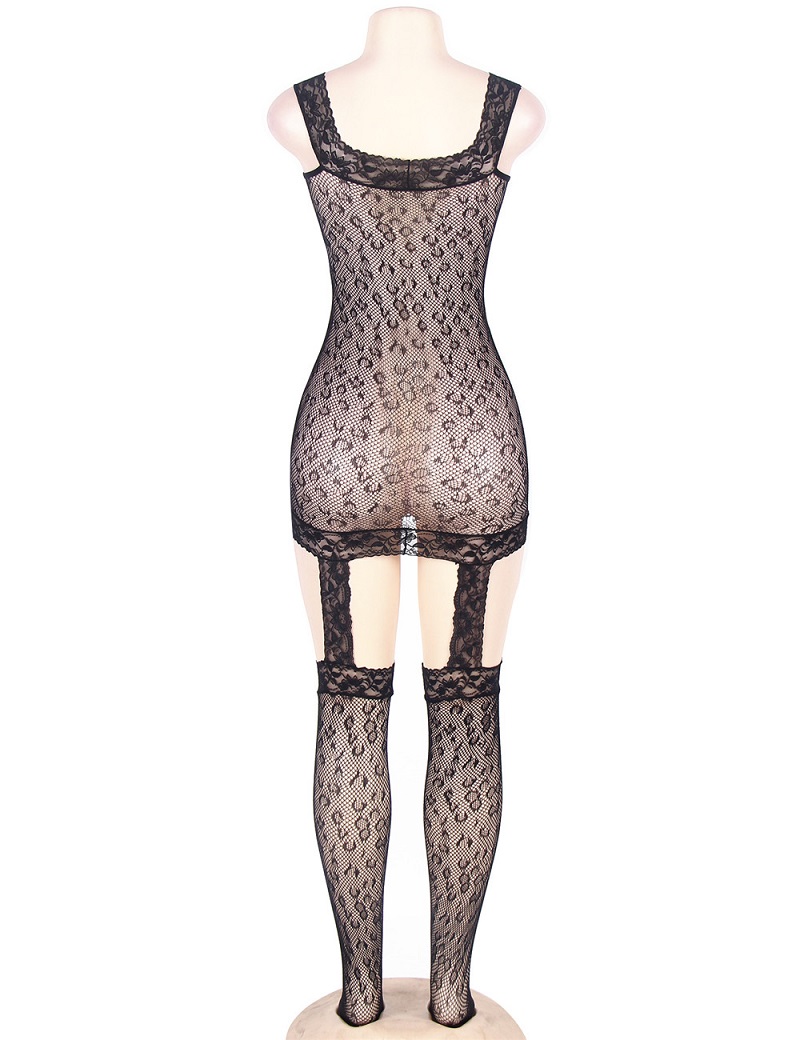Leopard patterned bodystocking with garter
Material &n... Ohyeah - Leopard Bodystocking w Garter - Black - XL photo-7