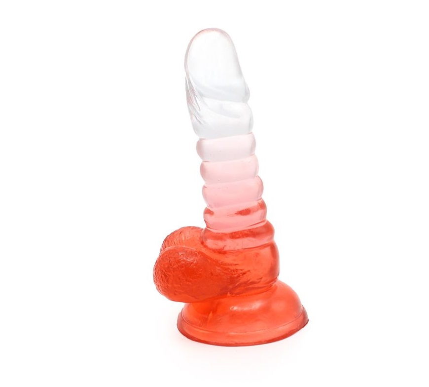 This special transparent dildo has an amazing color mix and ... Kiotos - Spiral Dildo 01 - Red photo-4
