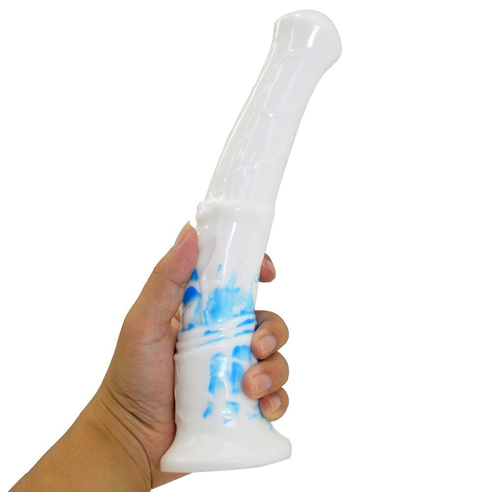 Silicone horse anal dildo, artificial realistic anal plug, s... FAAK - Horse Long Dildo - White/Blue photo-3