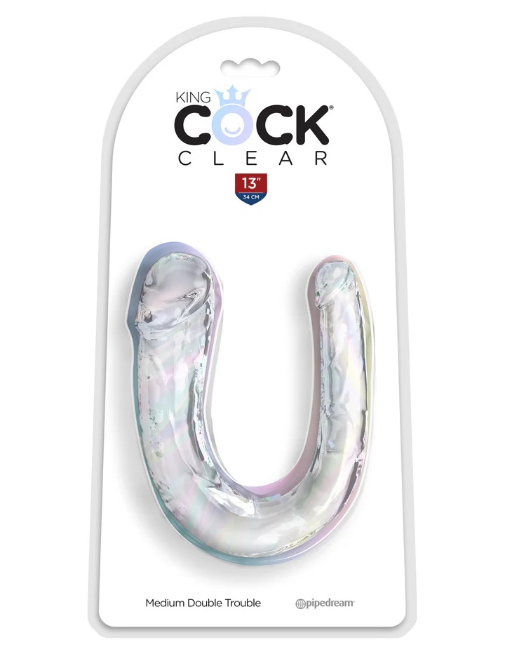 Clear Double Trouble Dildo combines a translucent double dil... King Cock - Double Trouble Cock M - Clear photo-3