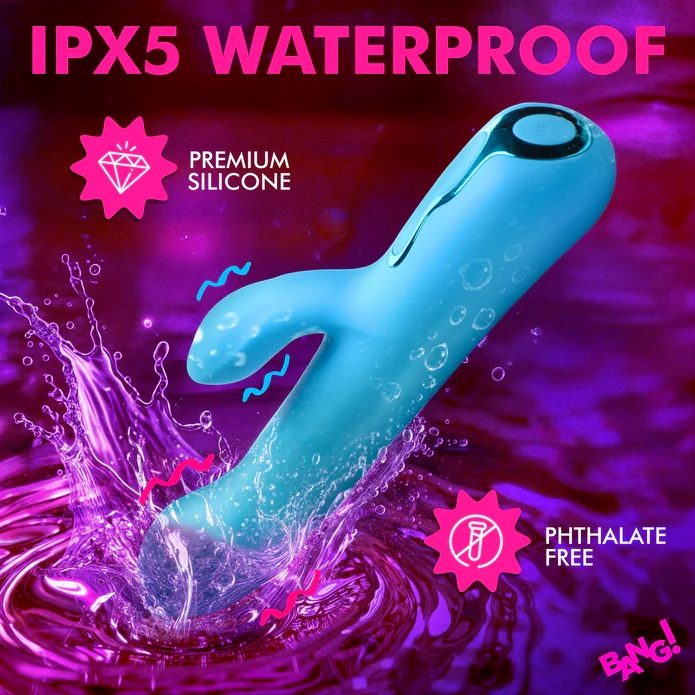 Indulge in heightened sensations with our Rotating Beaded Si... Bang! - Rotating Rabbit Vibrator - Blue photo-5