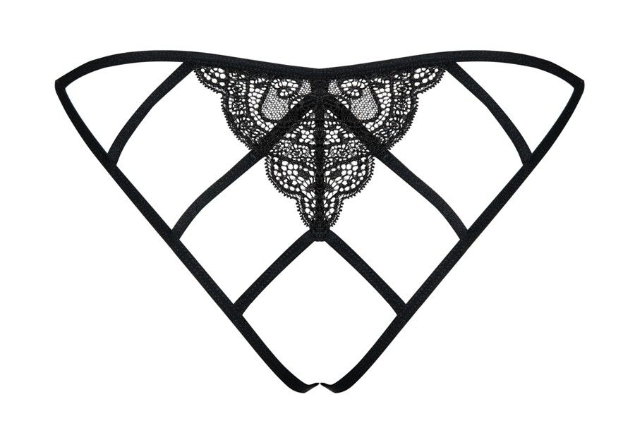 Start the game… with these incredibly great panties! Let the... Obsessive - Miamor Crotchless Panties - Black - L/XL photo-11