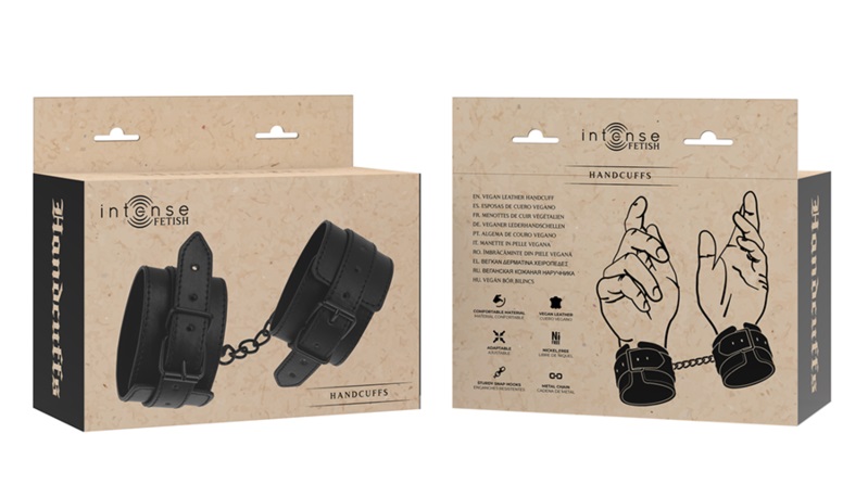 The vegan leather handcuffs from the INTENSE FETISH brand em... Intense - Vegan Handcuffs - Black photo-5