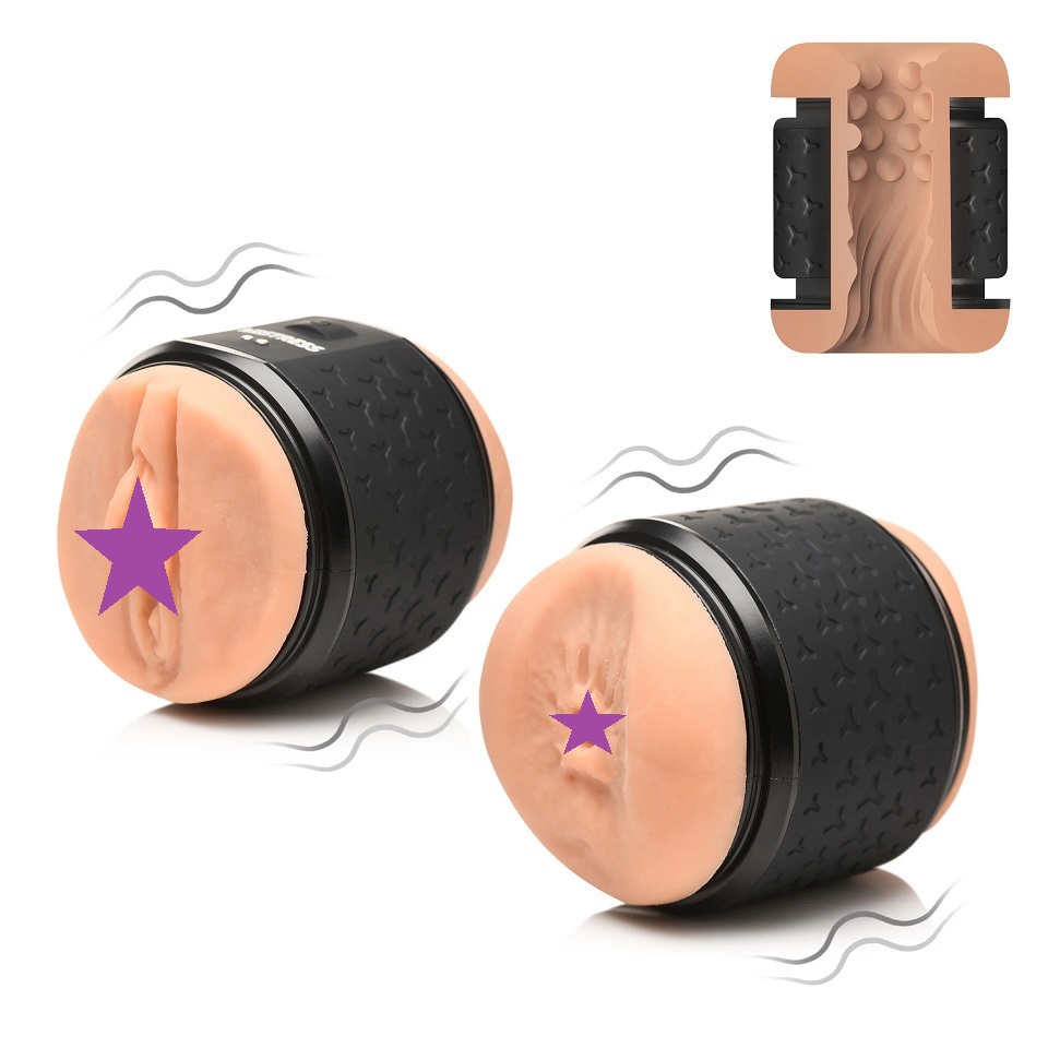 Bring home this double-ended delight, the Mistress Vibrating... Mistress - Vibro Double Shot Pussy and Ass Masturbator - Flesh photo-2