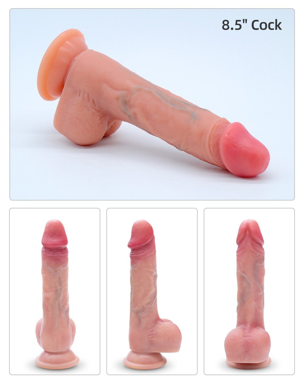 Ergonomic design, Lifelike silicone cock, Real touch feeling... Drywell - Realistic Cock 20cm - Flesh photo-16
