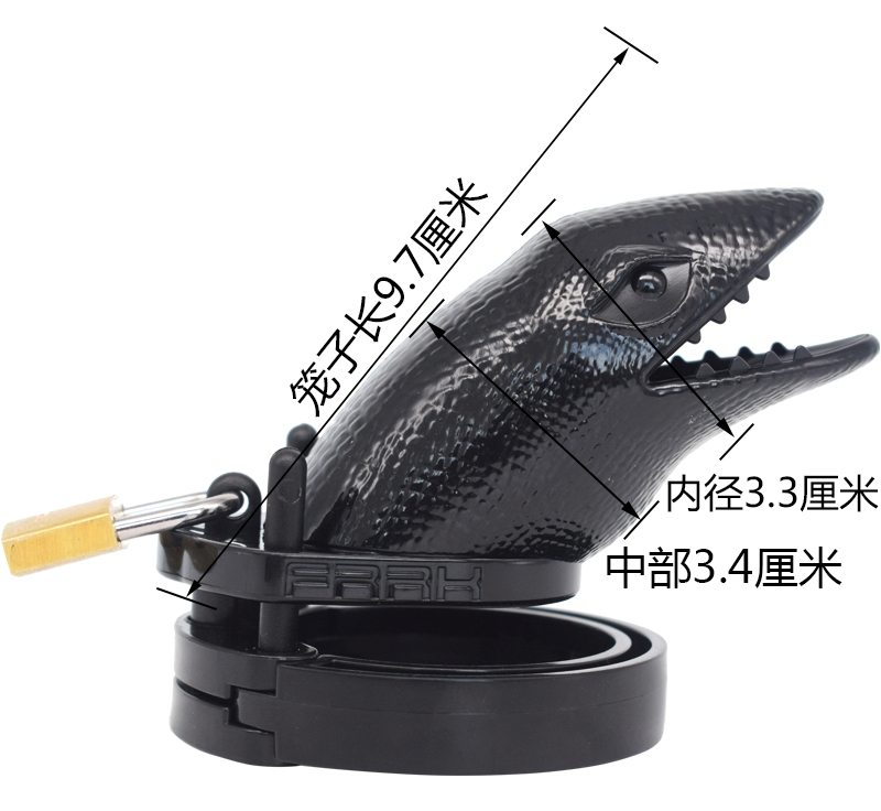 Short Crocodile head chastity cage
Total high: 110mm
Cage h... FAAK - Short Crocodile Chastity Cage - Black photo-12