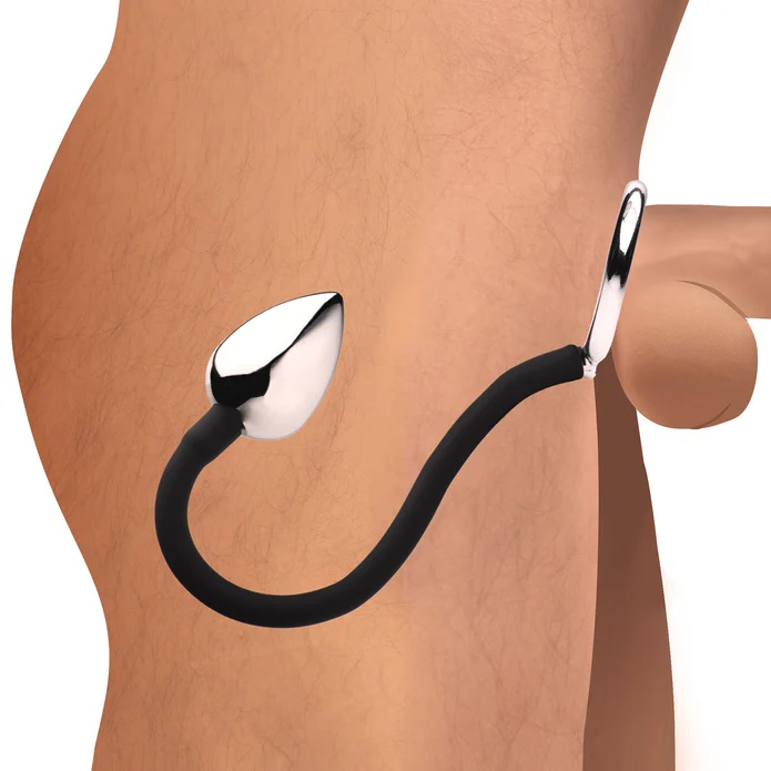 Enjoy a rock hard shaft and prostate stimulation with a sing... Master Series - Tug + Plug Cock Ball Ring photo-6