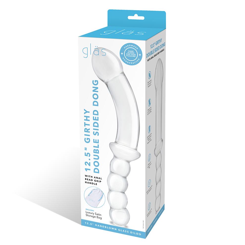 Experience profound pleasure with the Glas 12.5" Curved... Glas - 12.5" Girthy Double Dong w Anal Bead Handle photo-8
