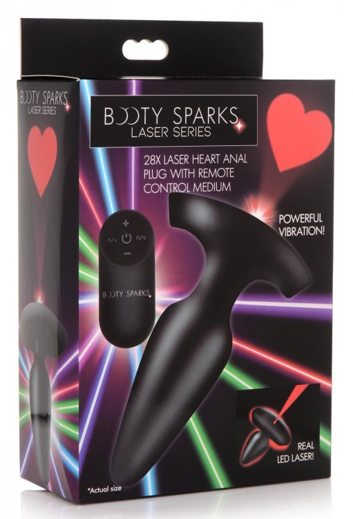 Show off your heart and your rhythm! This anal plug has a br... Booty Sparks - Laser Heart Anal Plug M - Black photo-9