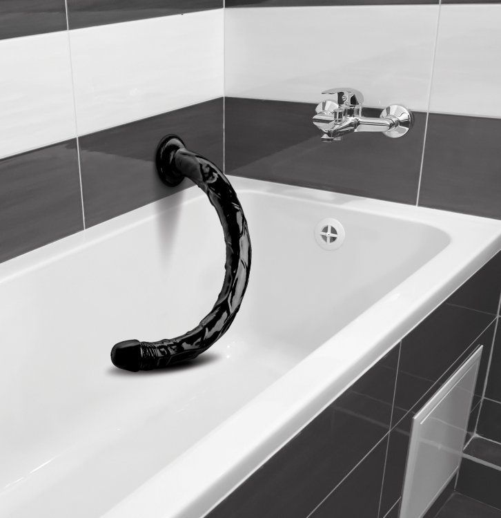 Bulging with veins for a deep internal massage! This firm, b... Hosed - 19'' Realistic Hose - Black photo-4