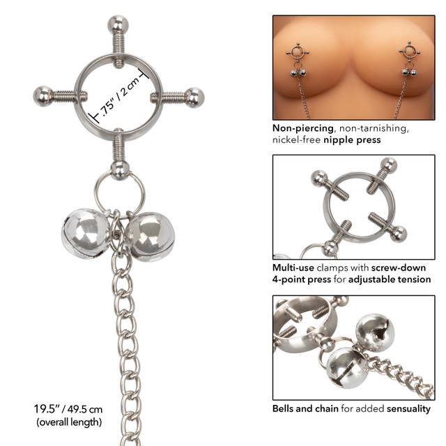 Add some fun to your sex life with the Nipple Grips 4-Point ... CEN - 4 Point Nipple Grips w Bells photo-4