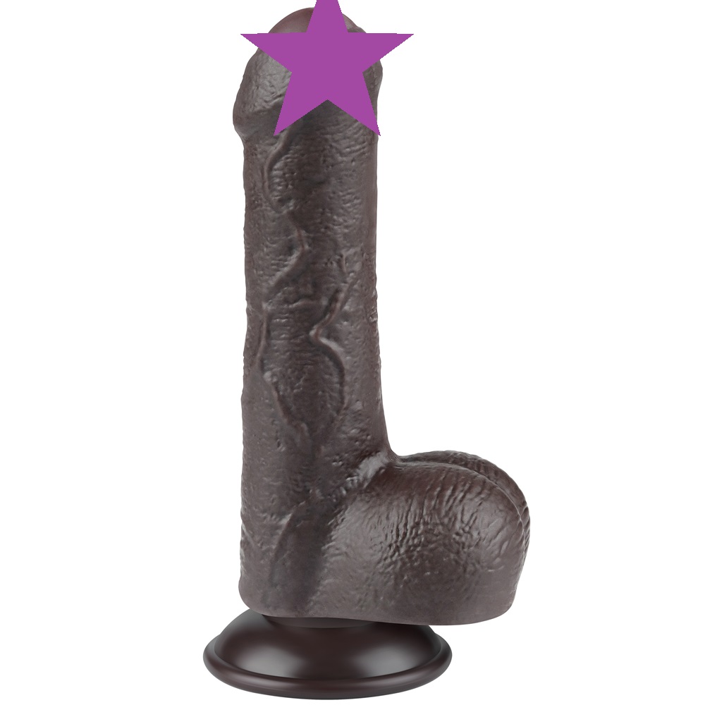 Made of realistic dual-layer sliding-skin material for Iifel... Lovetoy - 7" Sliding Skin Dildo - Brown photo-2