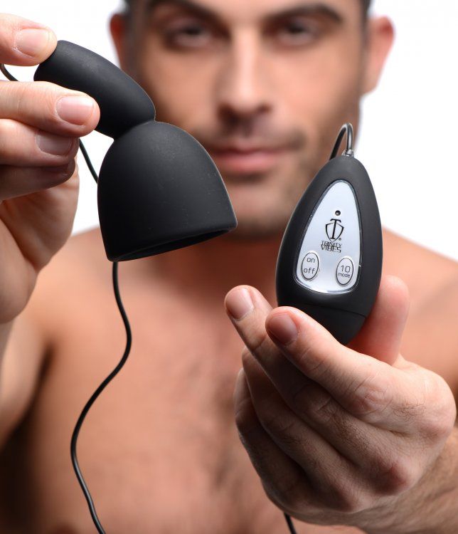 During masturbation or while playing with a partner, this he... Trinity Vibes - Deluxe 10 Mode Silicone Penis Head Teaser - Black photo-2