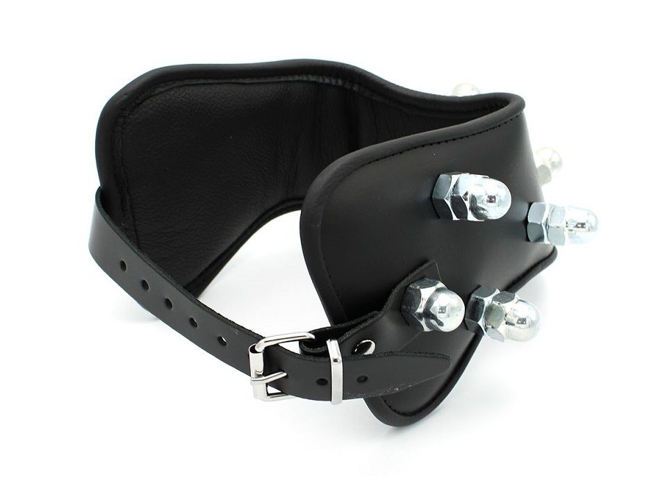 Kiotos - Spikey Nuts Leather Collar - Black photo-3