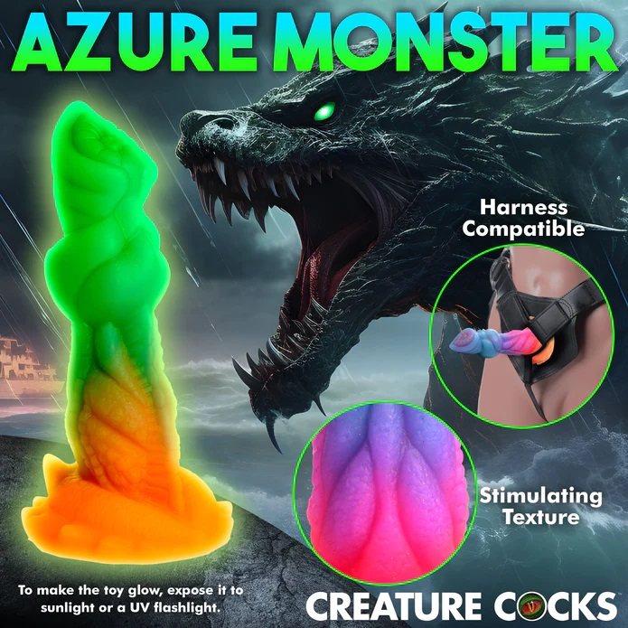 Take a deep dive into the pleasure with this sea monster dil... Creature Cocks - Glow Aqua Dildo photo-6