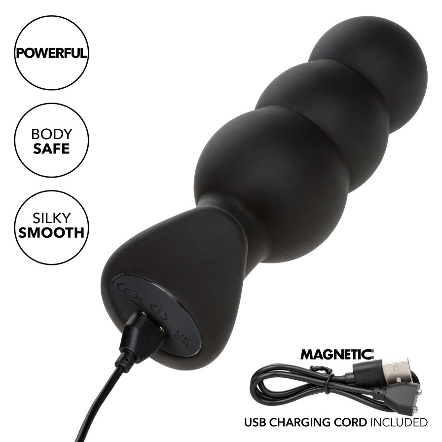 Immerse yourself in exhilarating pleasure with the Rock Bott... CEN - Rock Bottom Beaded Vibro Plug - Black photo-6