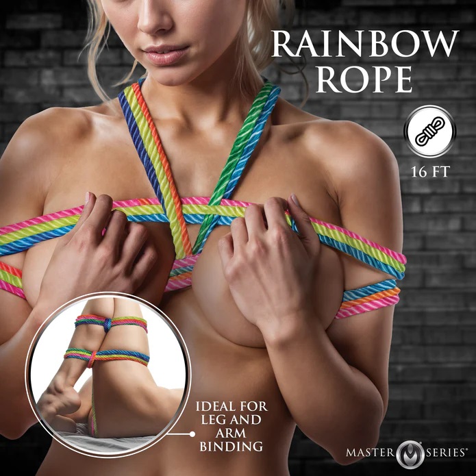 Brighten up your BDSM play with this neon rainbow-colored bo... Master Series - 16ft Rainbow Rope 5m photo-4
