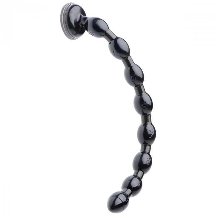 Suction down the base of these sleek, extra-long anal beads ... Hosed - 1.5'' Beaded Hose -19'' Long - Black photo-2