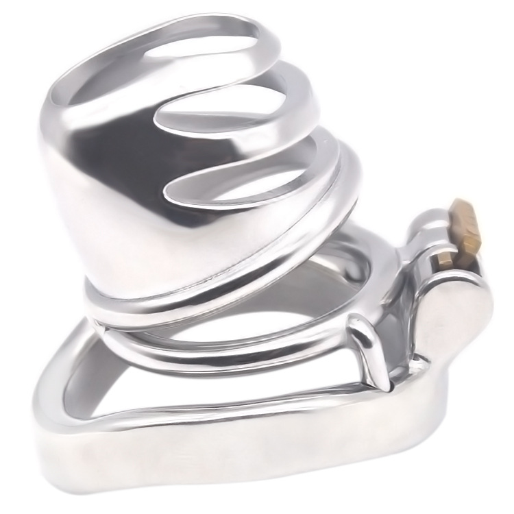 Total high: 57mm &n... FAAK - Chastity Cage 13 w Curved Ring 45mm - Silver photo-3