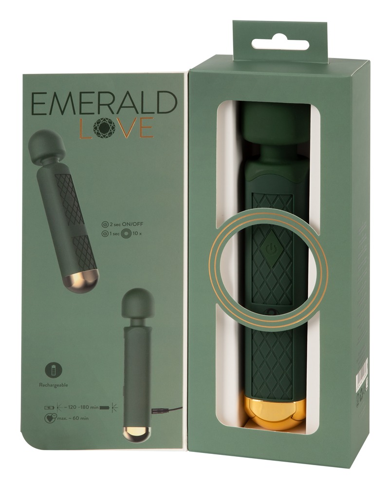 A beautiful design for full-body massages and spot-on stimul... Emerald Love - Luxurious Wand Massager - Green photo-9
