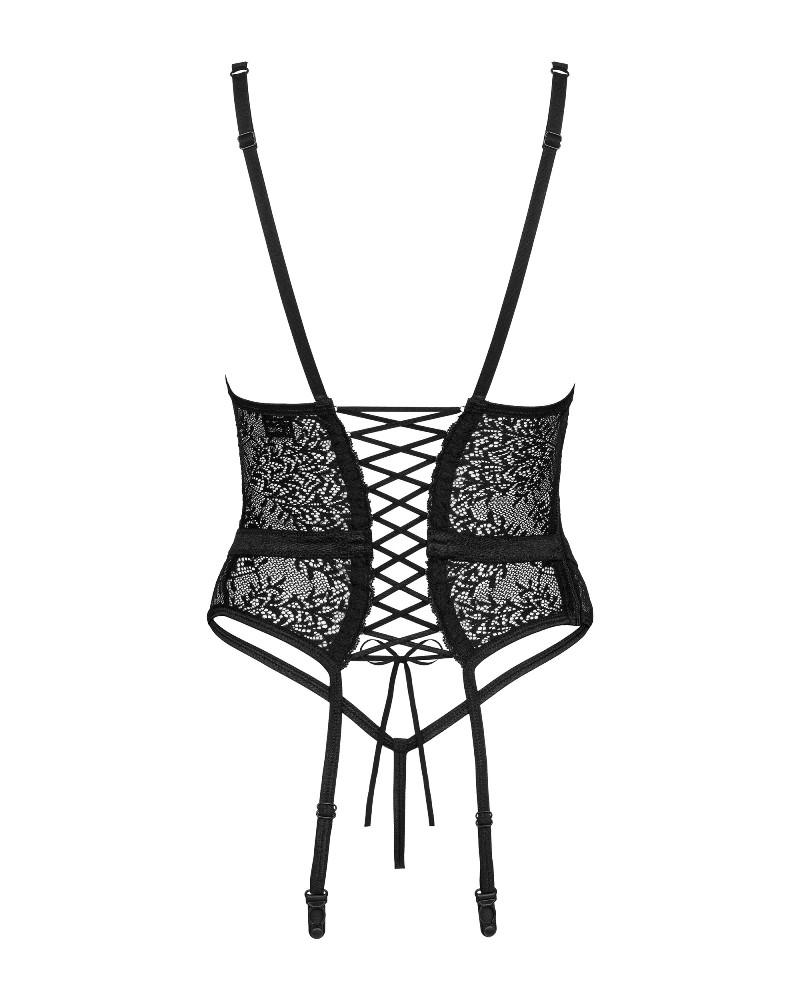 Lace corset and thong from the Yaskana collection. Classic e... Obsessive - Yaskana Corset - Black - XS/S photo-8