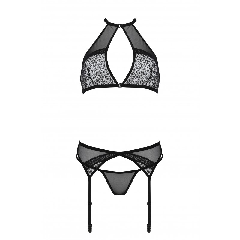 Beautiful lingerie with a sensual accent? No one will pass b... Passion - Satara Set - Black - L/XL photo-3