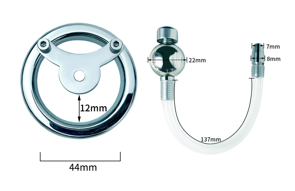 Cage Long: 23mm
Catheter length: 149mm
Ring inner diameter: ... FAAK - Cock Ring 45mm w Catheter photo-7