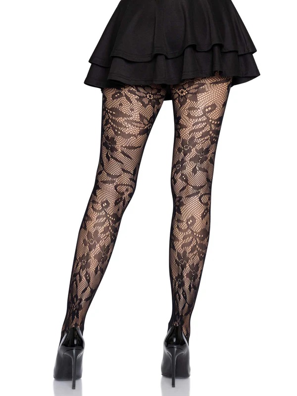 Add a little romance to your wardrobe with the Chantilly flo... Leg Avenue - Chantilly Floral Lace Tights - Black photo-2