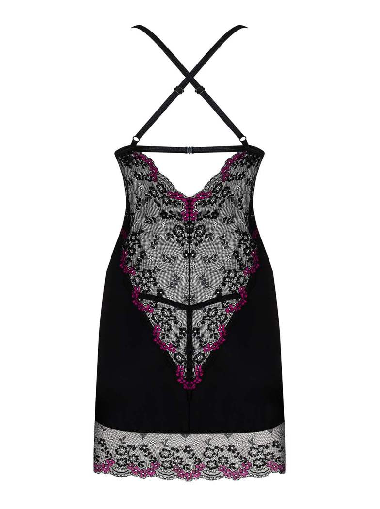 If you’ve been searching for something that combines subtlet... Obsessive - Vanessme Chemise & Thong - Black - L/XL photo-8
